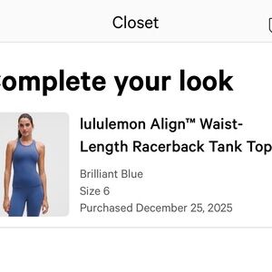 lululemon Align™ Waist-Length Racerback Tank Top - Brilliant Blue